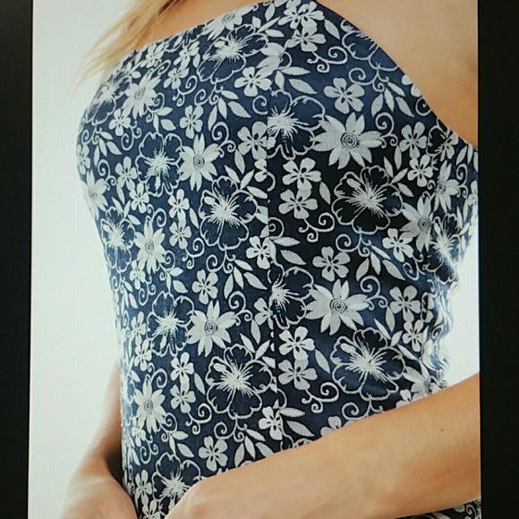 Navy floral silky mini  dress - Picture 4 of 5